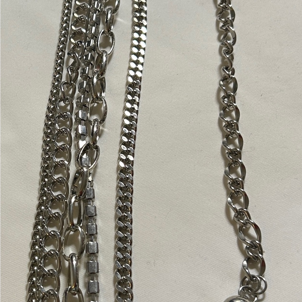 Silver Multi-Chain Statement Belt with Rhinestone… - image 6